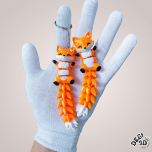 Articulated Fox Keychain – Cute Flexible 3D Printed Animal Keyring